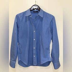 The Limited Womens Blue/ White Pin Striped Long Sleeve Button Down Shirt Size L